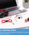 Heavy Duty Hook And Loop Straps With Double Sided Self Gripping Strips 2 Inch By 24 Foot organizing cables and pencils on desk