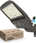 Switchable LED Parking Lot Light For Driveways And Lots 150W 180W 200W With 32000 Lumen, 5000K Daylight, arm mount view