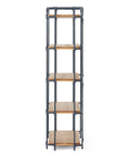 Five Tier Wall Corner Storage Shelf Perfect For Bedroom And Kitchen Space Saving Bookshelf And Display Unit Go-To Pantry Organizer Narrow Corner Bookcase Shelving Unit For Home Decor Sturdy Multi Shelf with steel frame and wood shelves