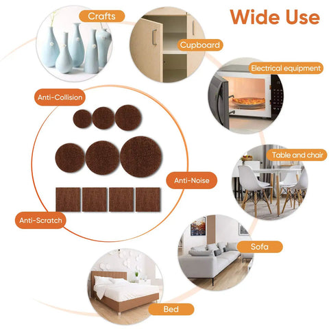 300 Piece Sweet Assorted Furniture Felt Pads Brown Non Scratch Floor Protectors Includes Cabinet Door Bumpers for crafts and furniture.