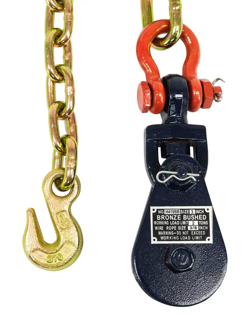 2 Ton Snatch Block With Chain For Flatbed Tow Trucks And Rollback Wreckers Cable Heavy Duty G70 Chain With Grab Hook