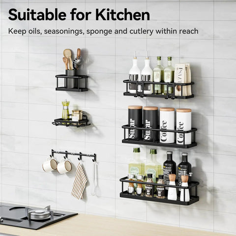 Adhesive Shower Caddy Kit Rustproof Bathroom Organizer With Soap Holder No Drill Heavy Duty Hanging Shelves Inside Shower Space Zero Fuss Setup Rock Solid Storage Rack Six Piece Black
