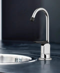 Top Shelf One Handle Low Arc Chrome Faucet For Countertop with sleek chrome finish and single handle design.