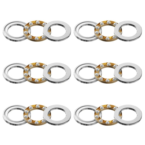 Six Pack F8-19M Thrust Ball Bearings 8mm Bore 19mm OD 7mm Width With Washers shown as six sets in metallic finish