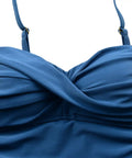 Push Up Tankini Top For Women Ruched Tummy Control Swim Top In Blue Size US 12 with padded cups and adjustable straps