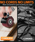 Beast Cordless 3in1 Burnishing Polishing Machine With Buffer Polisher And Angle Grinder in use, contrasted with corded versions.