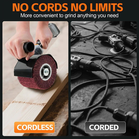 Beast Cordless 3in1 Burnishing Polishing Machine With Buffer Polisher And Angle Grinder in use, contrasted with corded versions.