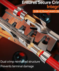 Close-up of Mini-Fit Jr Crimping Kit Pro Grade With 12 Connector Types showing dual crimp reinforced structure and terminals.