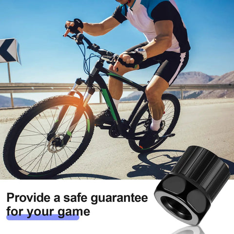 Cyclist on mountain bike with Six Piece Bike Freewheel Remover Set For Mountain Cassettes 12 Spline 22mm Lockring Tool