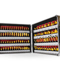 Quarter Inch Shank One Hundred Piece Set Tungsten Carbide Router Bits for Woodworking in sturdy storage case.