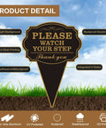 Double Sided Watch Your Step Yard Sign With Stake, 10x14 Rust-Free Metal Outdoor Safety Sign UV Printed For Walkways
