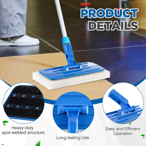 Six-Piece Threaded Swivel Scrub Pad Holder Set With Pads, Heavy-Duty Floor Pad Holders For Commercial Cleaning, Versatile Blue 9 X 3.75 Inch, Built Tough For Contractors And Home Use, Durable Construction For Heavy Scrubbing blue threaded swivel floor scrub pad holder on floor pad