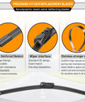 Must Have All Season Windshield Wiper Blades Set For Subaru Crosstrek Impreza 2018 2023 with plastic reinforced skeleton and stainless spring
