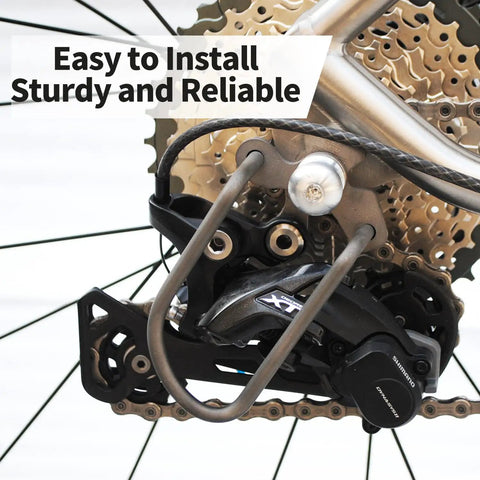 Beefy Titanium Rear Derailleur Guard Rack Protector for Mountain and Road Bikes installed with Shimano drivetrain