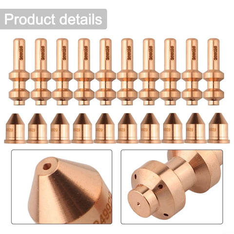 Pro Grade Plasma Cutter Consumables Kit For XT60 And Spectrum 875 Auto Line Torches, 20 Pcs Includes 10 Tips And 10 Electrodes