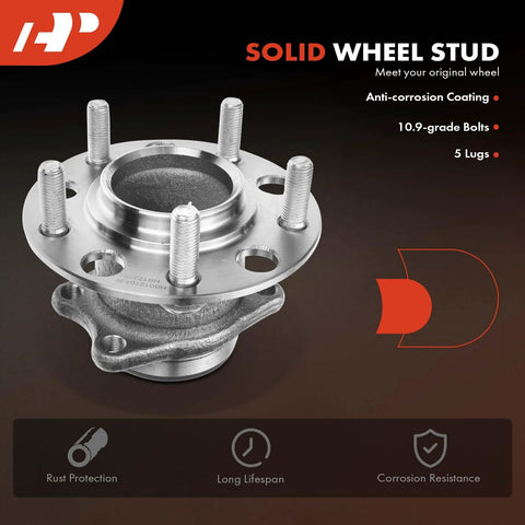 Rear Wheel Bearing And Hub Assembly For Mitsubishi Lancer 2008-2009 FWD 5-Lug Premium No-Fuss Drop-In Replacement, durable hub