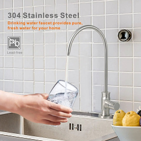 Drinking Water Faucet In Brushed Nickel For Non Air Gap RO Filtration System Leadless 304 Stainless Steel Kitchen Water Filter