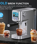 20 Bar Espresso Machine With Milk Frother, Stainless Steel Coffee Maker, 42 Oz Removable Water Tank For Cappuccino, Latte And Cold Brew, Ideal For Home Or Office