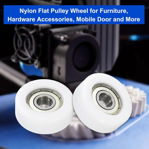 Eight Piece 608ZZ Double Shielded Nylon Ball Bearing Rollers Designed For Furniture Hardware Drawer Slides Offering Slick Glide Track Idler Wheels With Zero Friction And Rock Solid Performance, featuring white nylon wheels.