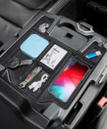 Center Console Organizer Upgrade With Flocked Liner For Dodge Ram 1500 2500 3500 installed in center console with accessories