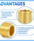 Advantages of Beefy Brass Long Nipple Pipe Fitting: smooth threads, easy install, thicker fitting, corrosion resistant, 2 pack.