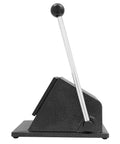 Side view of Round Punch Die Cutter 48.5mm Graphic Manual Badge Button Maker Card Cutting Machine with handle and sturdy base