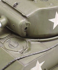 Close-up of the One Forty Eight Scale US Medium Tank M4A3E8 Sherman Plastic Model Kit cast turret and welded hull panels