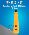 Beast Of A Punchdown Tool With 66 And 110 Blades For Punchdown Blocks And Telecom Patch Panels, Ergonomic Handle, Yellow