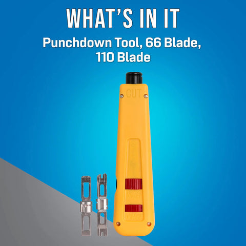 Beast Of A Punchdown Tool With 66 And 110 Blades For Punchdown Blocks And Telecom Patch Panels, Ergonomic Handle, Yellow