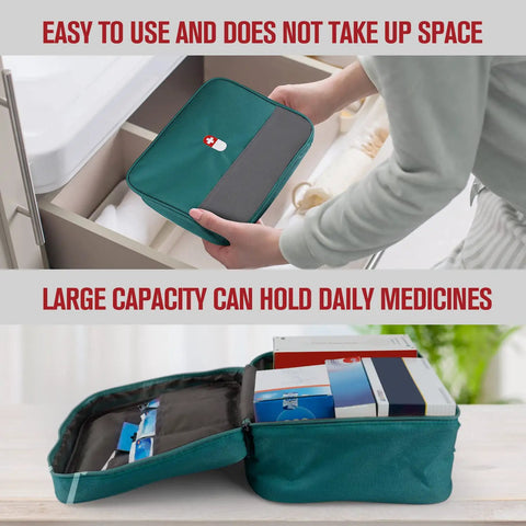 Empty First Aid Bag Portable Trauma Kit For Home Office Kitchen Travel And Outdoor Adventures Green Big Capacity Medical Supplies Organizer Water Resistant 600D Oxford Bag For Hiking Camping Cycling Grab And Go Ready
