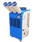 Rock Solid 220V Portable Air Conditioner With 22000 Btu Cooling Power 2400 Watt Rotary Compressor showing three hoses and control panel.
