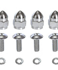 Heavy Duty Motorcycle License Plate Bolt Kit Four Piece Anti Theft Locking Nuts Vibration Proof Fastener Hardware For Harley Honda Yamaha includes chrome bolts and nuts.