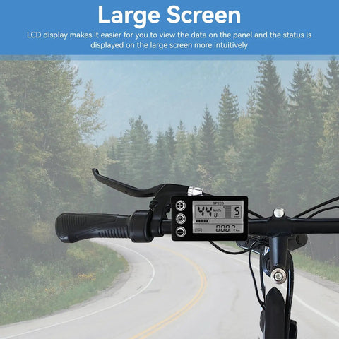 Beefed Up Electric Bike LCD Display Meter Waterproof Speedometer Large Screen 24V 36V 48V Compatible Control Panel mounted on handlebar