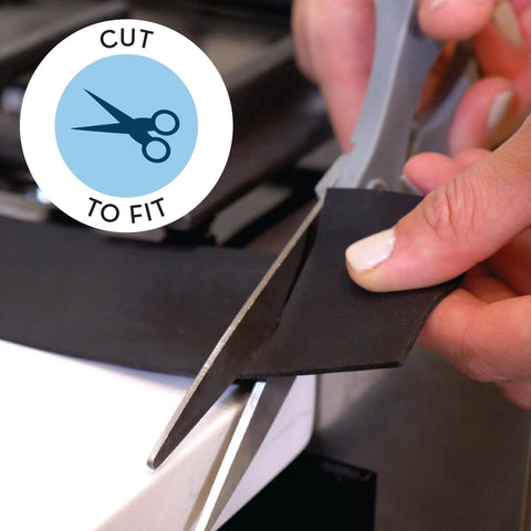 Scissors cutting Stove Gap Cover And Crumb Guard Silicone 20.5 Inch By 2.3 Inch Matte Black Pack Of 2