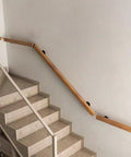 Premium Solid Wood Stair Handrail 2 Foot Wall Mounted Guardrail on wooden stairs, natural finish for safety and durability.