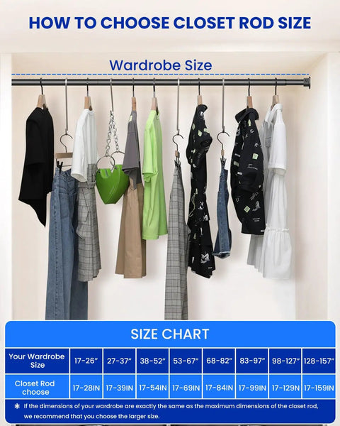 Heavy Duty Stepless Adjustable Closet Rod Designed For Seamless Closet Refresh Custom Steel Support Bar Holds Sixty Six Pounds Legit Rock Solid Slick Tool Free Installation