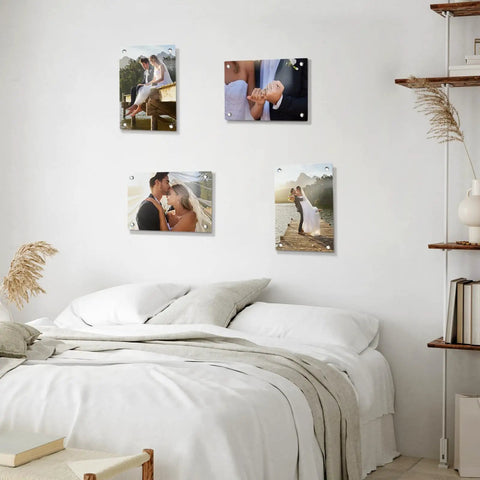 4 Pack Sublimation Glass Photo Blanks 11.8 Inch Long and 7.87 Inch Wide Wall Mount Frames in bedroom decor