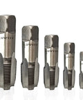 5-piece Go To Pipe Thread Forming Taps Set for cleaning and rethread damaged or jammed pipe threads, high-speed steel.