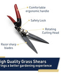 Rotating Handle Grass Shears For Precision Edging And Hedge Trimming with ergonomic red handle and rotating cutting head
