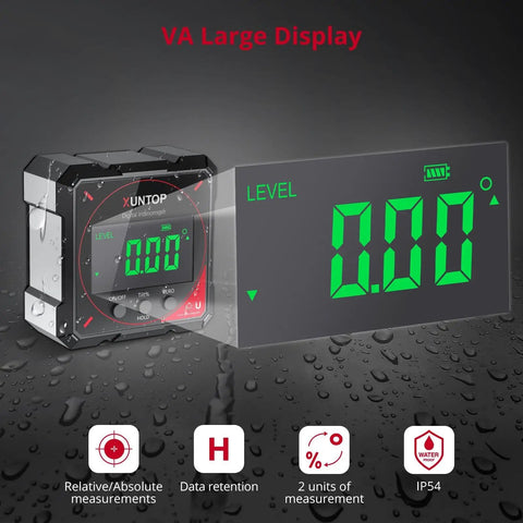Precision Digital Angle Finder With Four Side Strong Magnet And Quick Zero Function For Dead On Accuracy In Carpentry Metalwork And Hardcore Weekend Warrior Shop Projects on display.