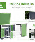 Outdoor Chicken Coop With Run And Nesting Box shown with openable roof and lockable doors, highlighting multiple entrances for easy access.