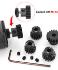 Beefed Up Five Gear Pinion Set For 1/8 And 1/10 RC Cars With 5mm Bore Hardened Steel Gears Including 13T 14T 15T and M4 screw