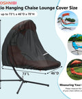 Heavy Duty 73 Inch Waterproof Patio Hanging Chaise Lounge Cover With Handle Bombproof Durable 600D UV Protected All Weather Outdoor Hammock Chair Swing Protector Black, fits 73"L x 46"D x 78"H.