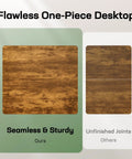 Comparison of Marsail 48 X 30 Electric Standing Desk With One Piece Thickened Desktop's seamless top versus a jointed design.