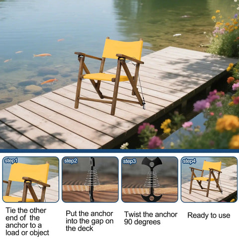 Dead Nuts Strong 4 Pack Deck Anchors That Lock Down Patio Furniture And Kayaks On Wooden Decks Or Marine Docks Rust Proof Steel Hardware Keeps Your Outdoor Gear Locked Tight Through Wild Weather Seasons