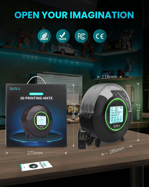 Filament Dryer Box S2 With 360 Degree Heating And Dual Heating Sheets, Easy One Key Setup And 4.6 Inch Touchscreen, Black on display