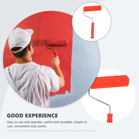 Top Tier Embossing Rubber Paint Roller For Creations That Slay With Epic Wall Textures And Cool Graining Patterns in use on red wall.