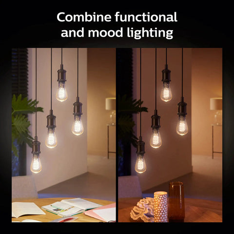 Smart Filament LED Bulb 60W Equivalent White Ambiance Warm to Cool, 2 Pack, 550 Lumens, indoor use in living room