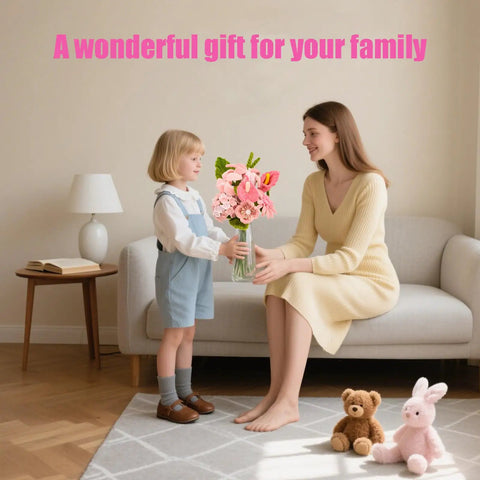 400 Pieces Pipe Cleaners Craft Set With Four Assorted Pink Fluffy Chenille Stems For DIY Flower Making Kit displayed in a family gift scene