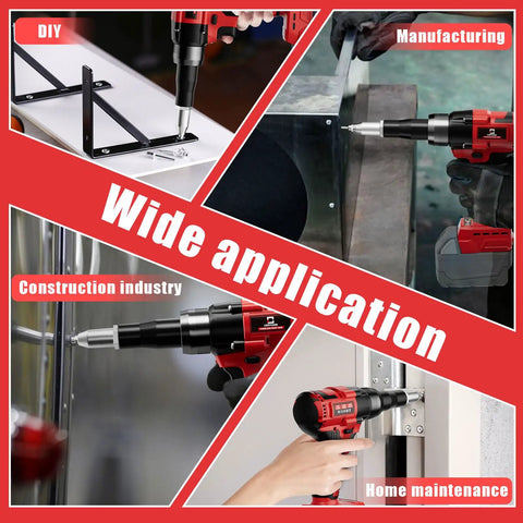 Rivet Gun For Milwaukee 18V Battery - Cordless Riveting Tool in use for DIY, construction, and manufacturing applications